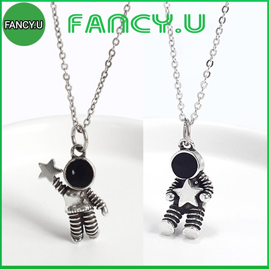 Dây Chuyền Vòng Cổ Cặp Đôi UNISEX Nam Nữ Cá Tính Phi Hành Gia Độc Đáo Cá Tính Nhỏ Nhắn Dễ Mix Đồ Kim Loại Màu Bạc VC-38