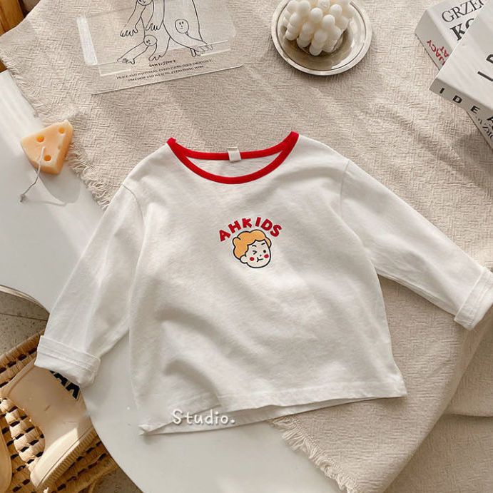 Áo Thun Cotton Mỏng Tay Dài Cổ Tròn Phong Cách Nhật Hàn Thời Trang Xuân Hè Hàng Mới Dành Cho Trẻ Em