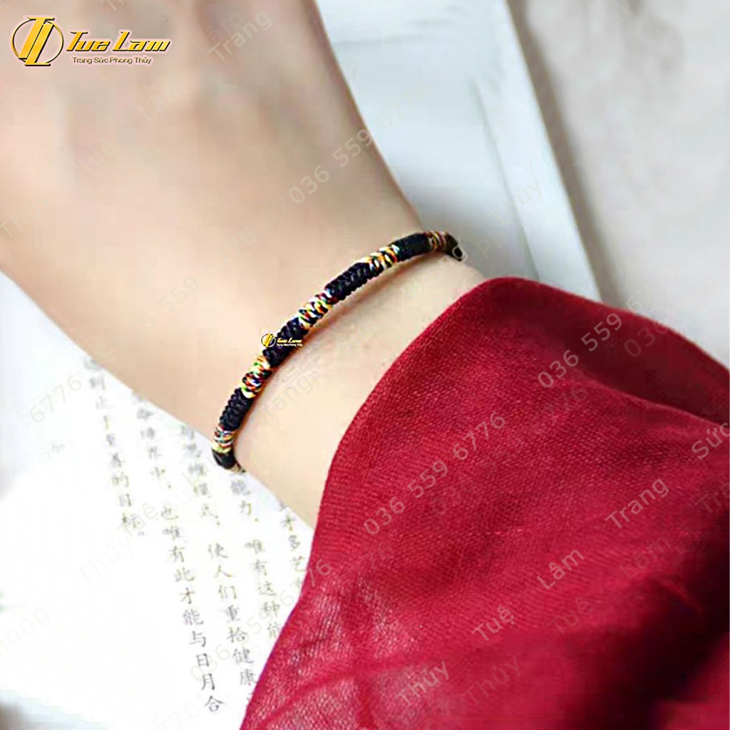 [Vòng May Mắn] Vòng chỉ may mắn bện handmde kiểu tây tạng khóa nút hạt các màu theo mệnh