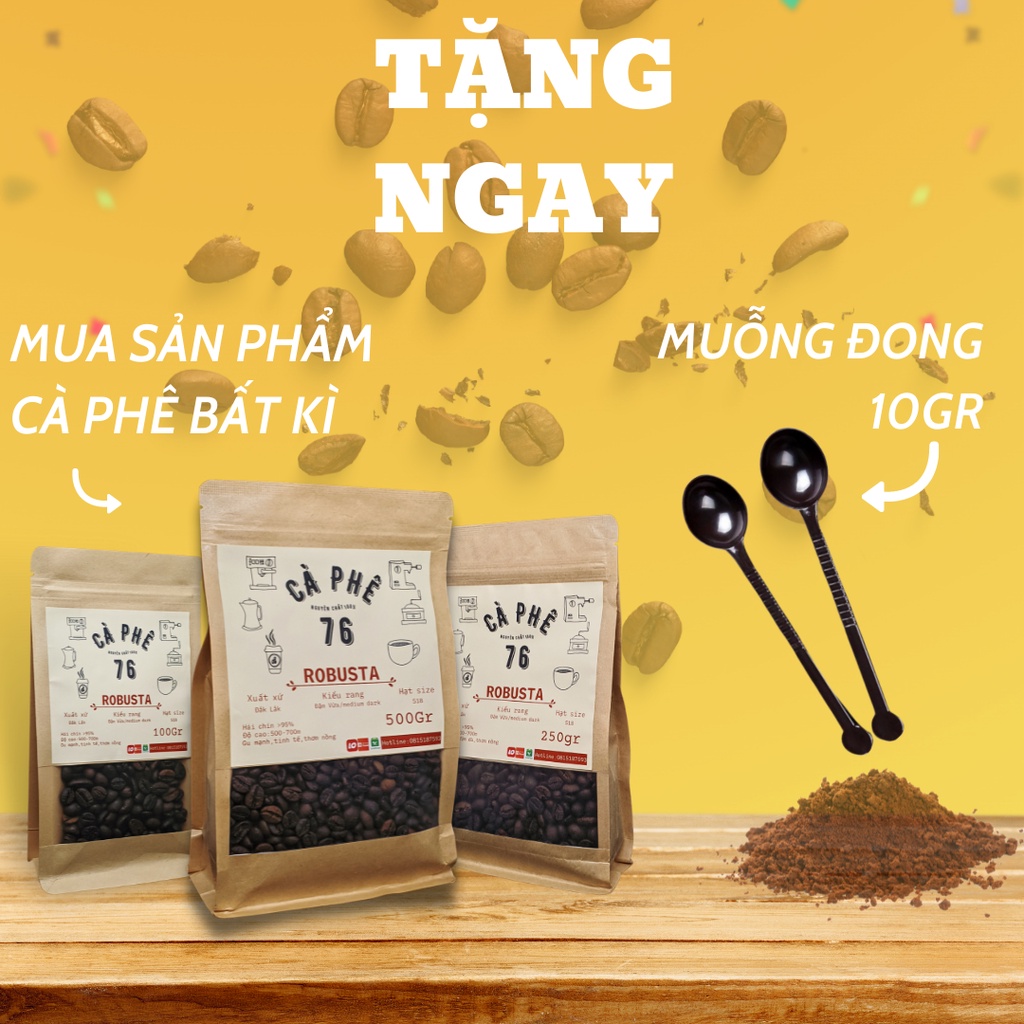 Muỗng Cafe, cafe nguyên chất cà phê Đắc Lắc nguyên chất Rubusta rang xay mùi vị tự nhiên không phẩm không chất bảo quản
