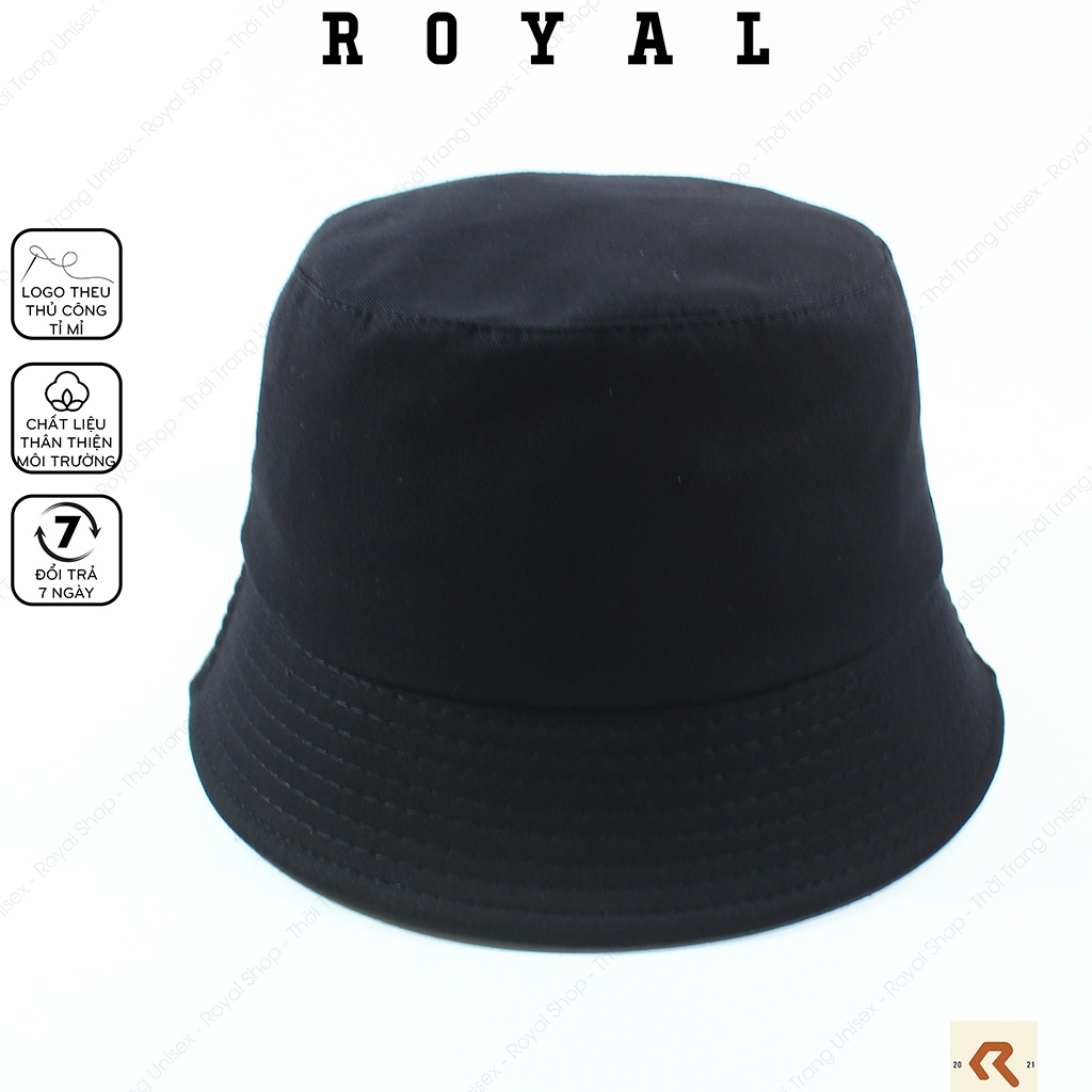 Mũ Bucket Nón Bucket Tai Bèo Vành Cụp Nam Nữ Hàn Quốc MEMORIE Đen Vải Kaki Unisex - Royal Caps