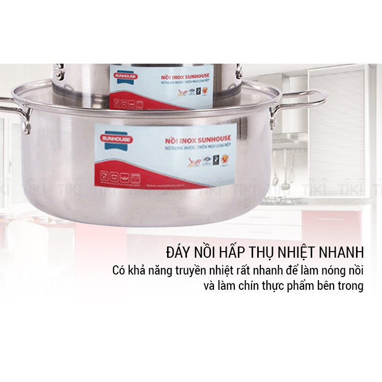 Bộ 3 nồi inox cao cấp Sunhouse SH224 [ HÀNG CHÍNH HÃNG] siêu sale