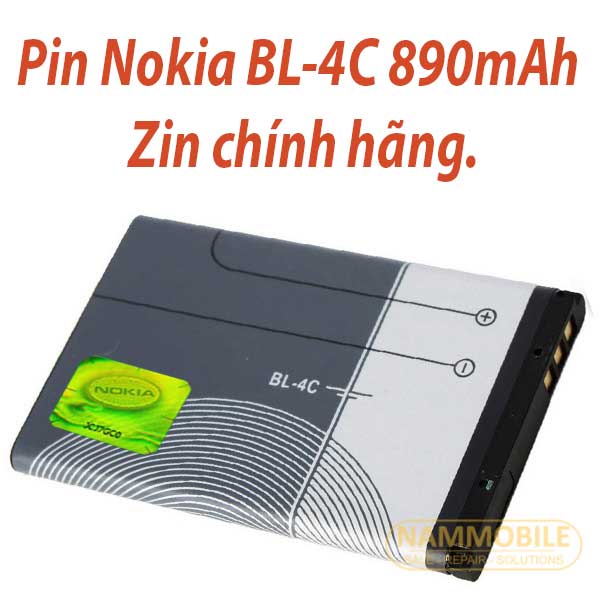 Pin Nokia 6300, 1202, 6100, 6101, 6102, 6103, 6131, 7270, 6260, BL-4C 890mAh Zin + FreeShip