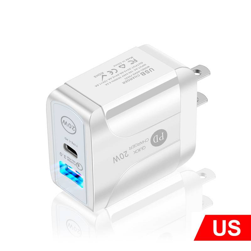 [20W] Bộ sạc nhanh hai cổng PD+QC3.0  ,cho IPHONE 8-13 / OPPO / VIVO / Huawei / Xiaomi đầu sạc nhanh