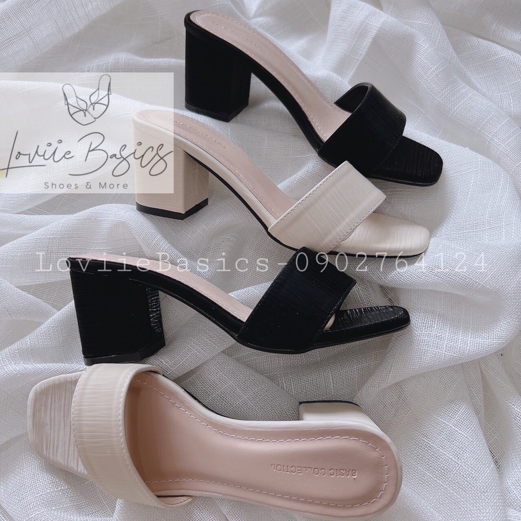 GUỐC CAO GÓT LOVIIEBASICS 7 PHÂN - DÉP GUỐC NỮ QUAI NGANG ĐẾ VUÔNG TRONG SUỐT D200363 D201267