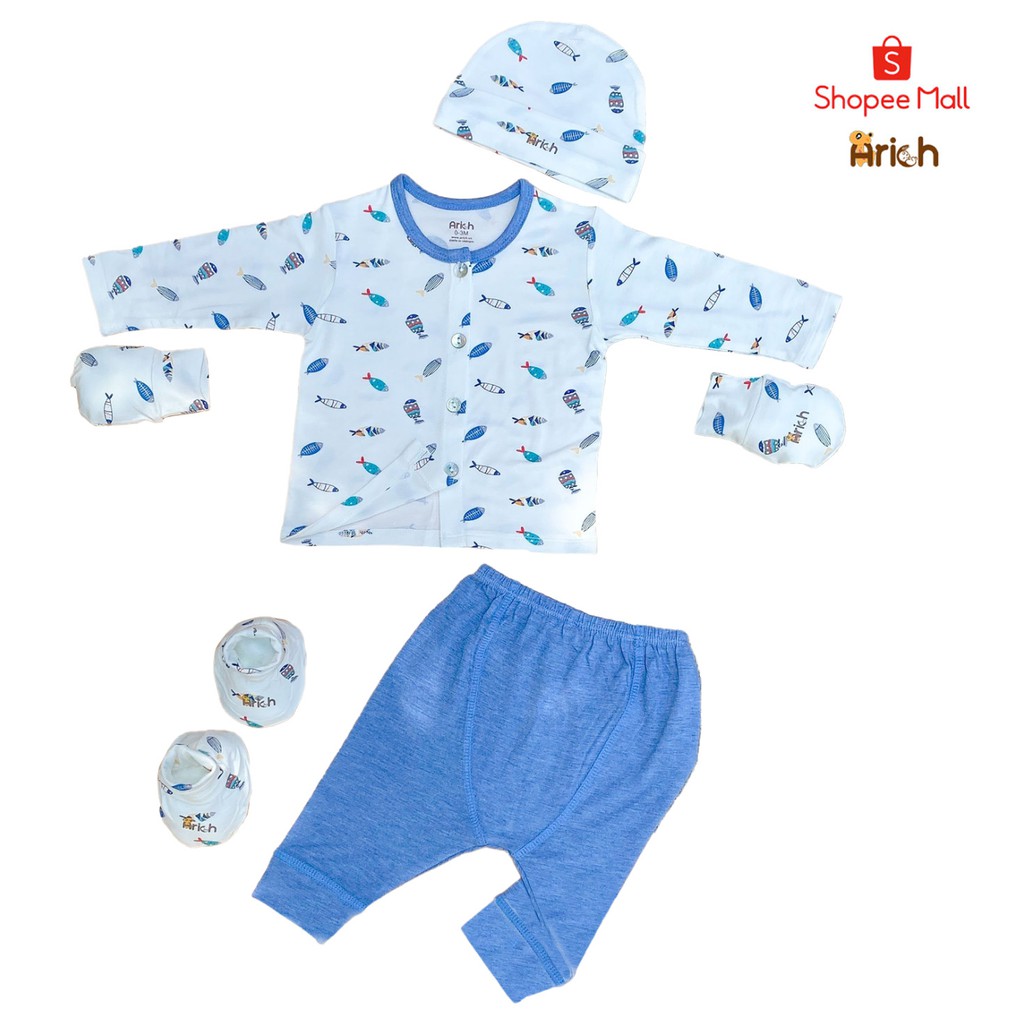 Set sơ sinh Arich 8 món cho bé từ 0-3m