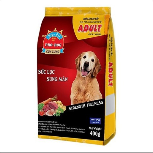 Thức ăn cho chó lớn Pro Dog Adult 400gr, thức ăn cho chó giá rẻ, hạt khô cho chó