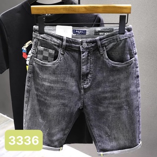 Quần jean nam ngắn short bò ngố đùi nam chất demin co giãn lửng trơn xước màu xám mới nhất 2024 MURADFASHION