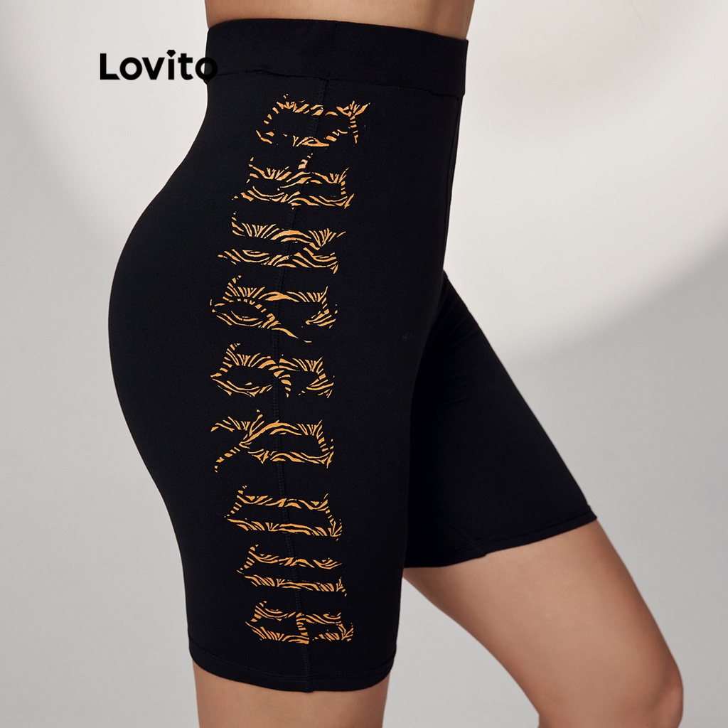 Quần short Lovito họa tiết vân động vật phong cách cơ bản thường ngày L17E014 (Màu đen) | BigBuy360 - bigbuy360.vn