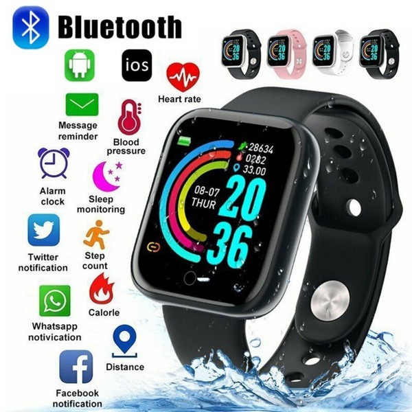 Đồng Hồ Thông Minh Y68 Chống Nước Kết Nối Bluetooth Theo Dõi Sức Khỏe Cho IPhone Xiaomi