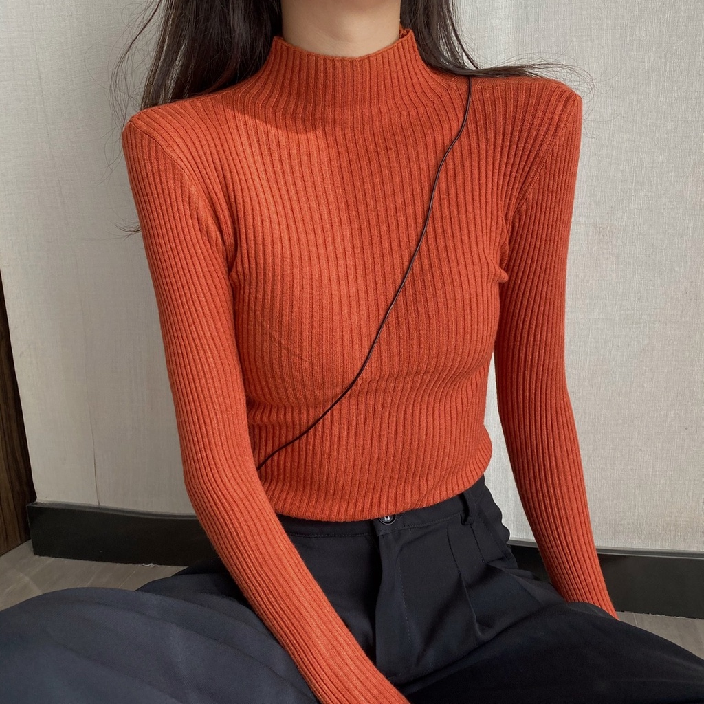 Áo len cổ lọ dài tay thời trang nữ