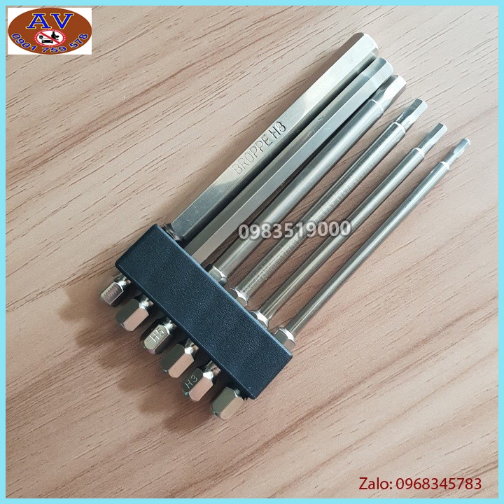 Bộ 6 đầu lục giác dài 100mm dành cho khoan, máy bắn vít