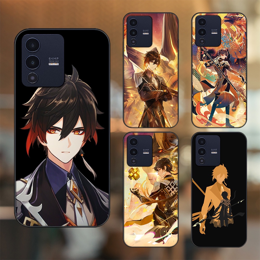 Ốp lưng Vivo V23 5G viền đen in hình Zhongli Genshin Impact