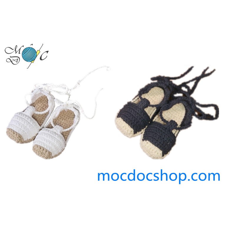 Giày len sandal bit mũi cột dây cho bé gái 0-12 tháng