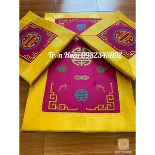 phụ kiện hầu đồng - đệm hầu đồng gấm hoạ tiết ( gồm 3 đệm )