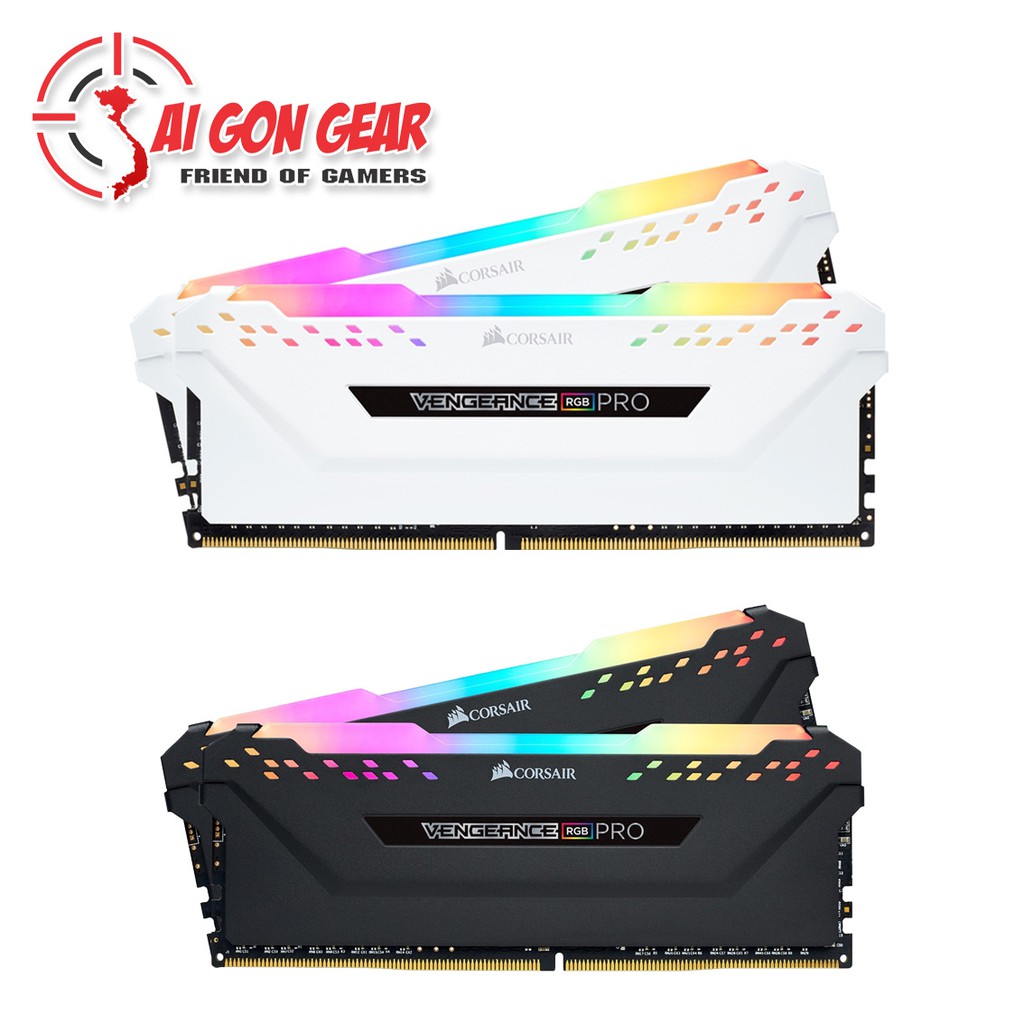 Ram Corsair DDR4 Vengeance RGB PRO Heat spreader 16GB bus 3000 / 3200Mhz ( Black / White )