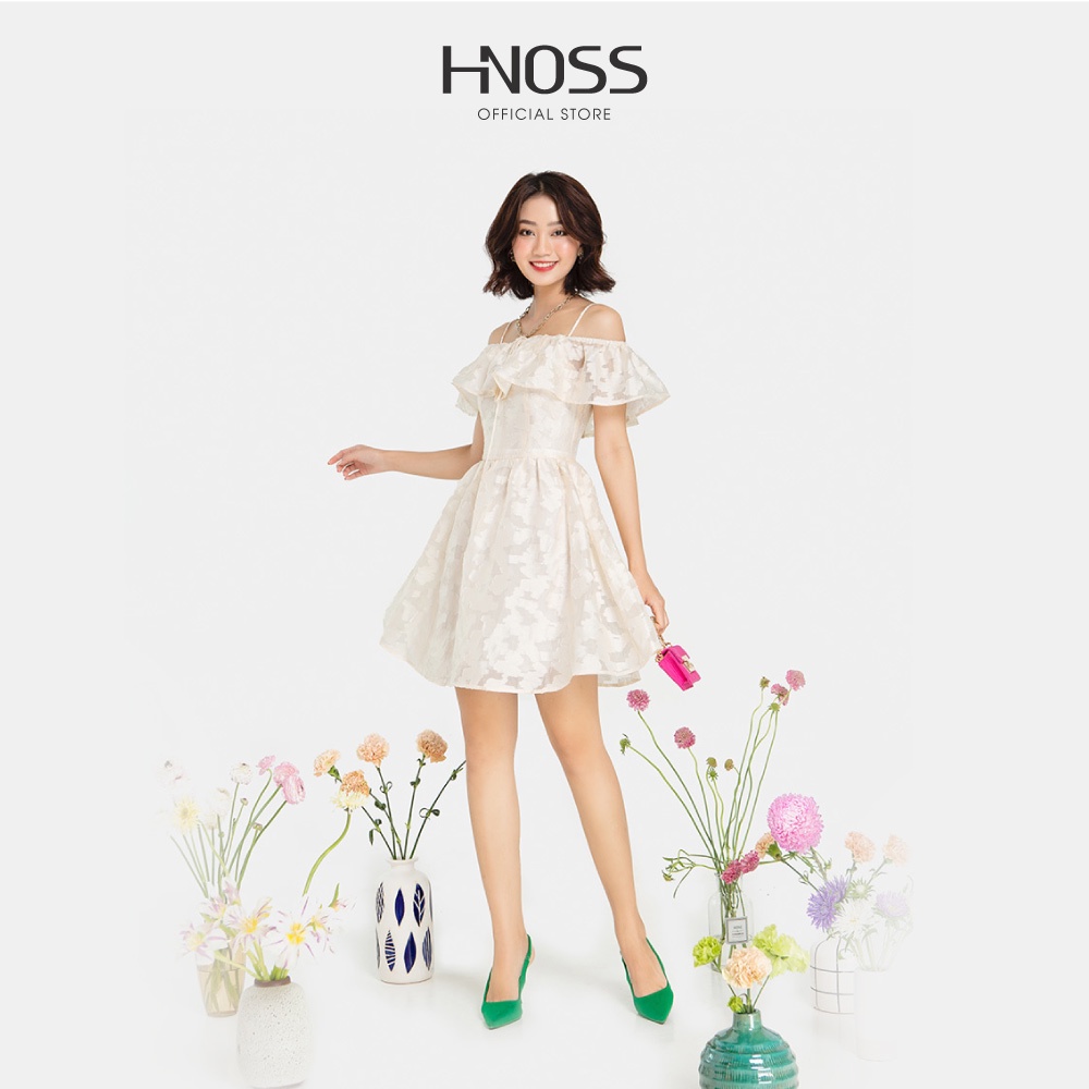 Đầm Xoè Thời Trang Nữ HNOSS Bẹt Vai HNDLU019