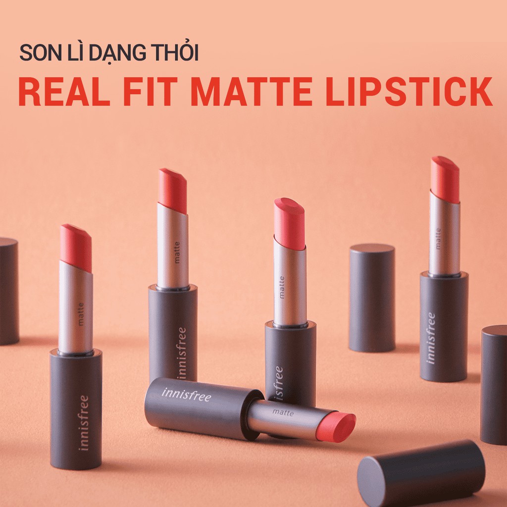 [Mã COSIF05 giảm 10% đơn 400K] Son lì dạng thỏi innisfree Real Fit Matte Lipstick 3.6g