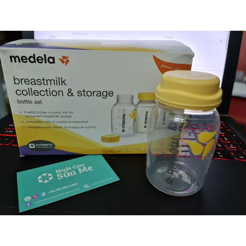 { SALE221 } Bình trữ sữa mẹ chuẩn cổ nhỏ, hút trực tiếp từ máy hút sữa Medela 150ml, Bpa free ( Hàng NEW )