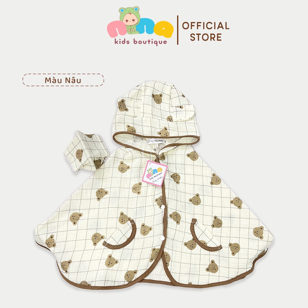 Áo Choàng Chống Nắng Cho Bé Nina Kids Boutique Áo Choàng Đa Năng Tránh Gió Đi Tiêm Xô Muslin Kèm Kính Chống Giọt Bắn