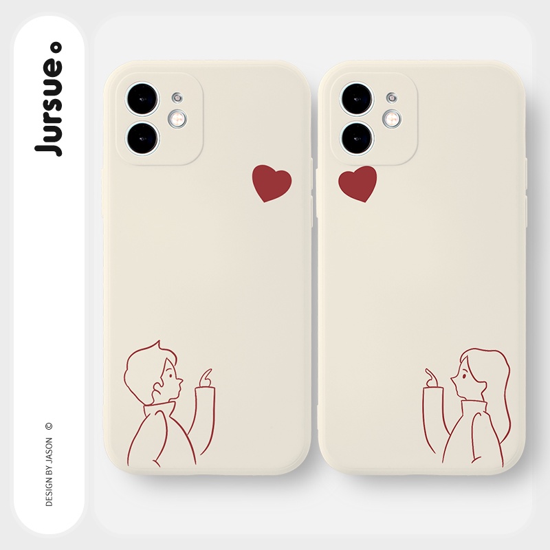 Ốp lưng JURSUE mềm hình cặp đôi dễ thương đẹp cho iPhone 13 12 11 Pro Max SE 2020 X XR XS ip 8 7 6 6S Plus kute Y359
