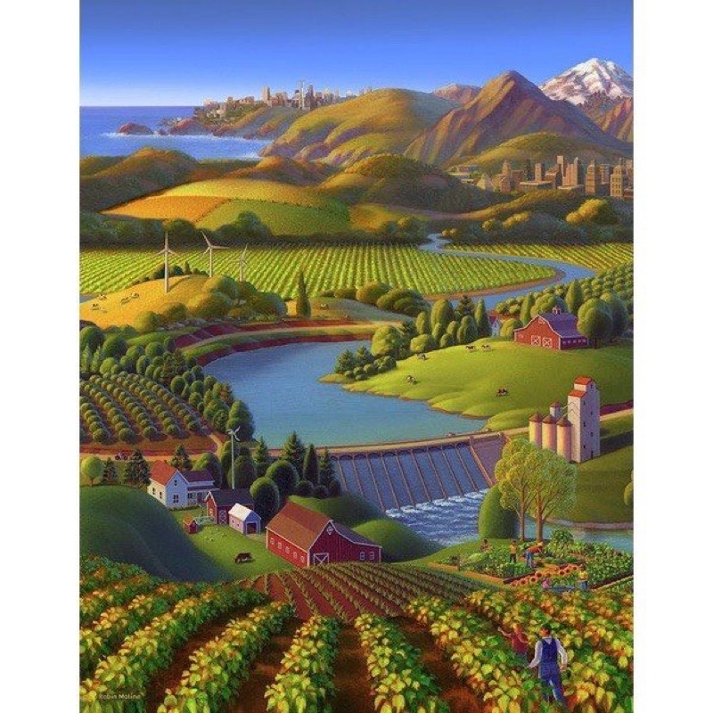 Bộ tranh đính đá 5D tự làm hình phong cảnh 3 dùng trang trí nhà cửa 30*40cm