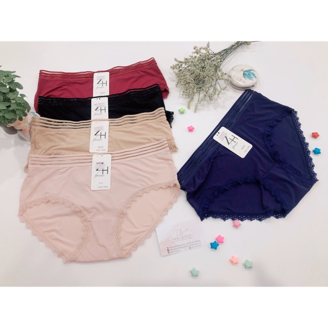 Quần Lót Thun Lạnh Thái Lan, Quần Lót Nữ Thái Lan Vải Thun Lạnh Pha Ren Cạp Vừa ZH 8889