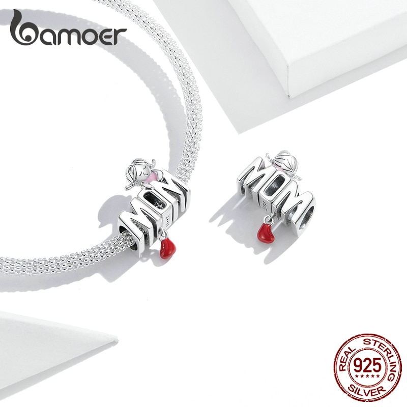 Hạt Charm Bamoer Bằng Kim Loại Hình Chữ Mom Thời Trang Cho Nữ