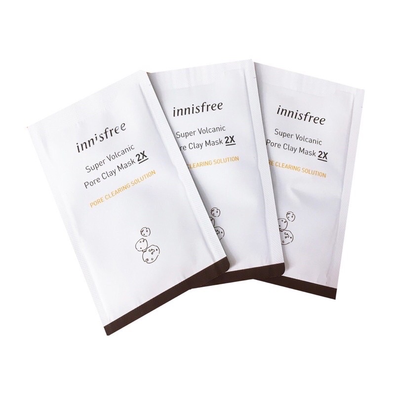 [Sample] Gói Mặt Nạ Đất Sét giảm Mụn Đầu Đen Innisfree Super Volcanic Pore Clay Mask 2X.