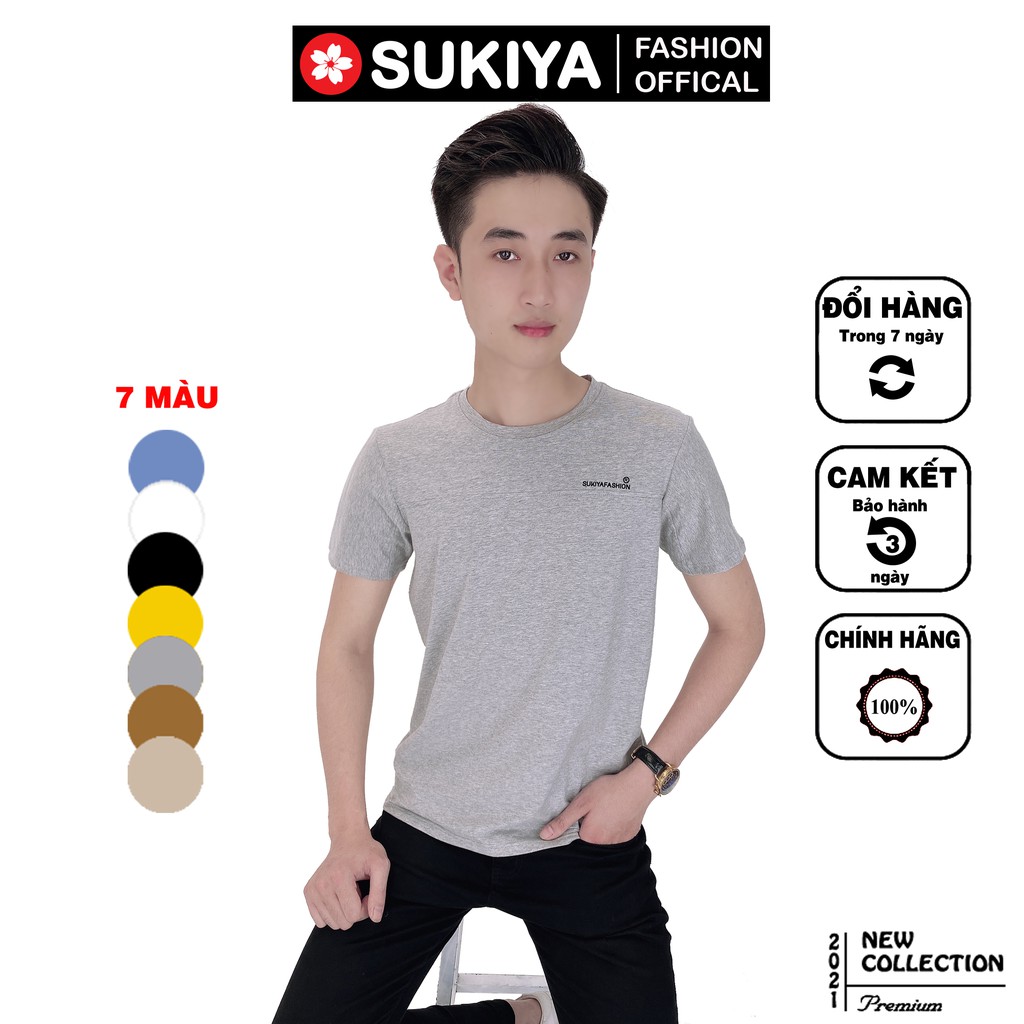 Áo thun nam SUKIYA chất 100% cotton mềm mại phối ngực AT04
