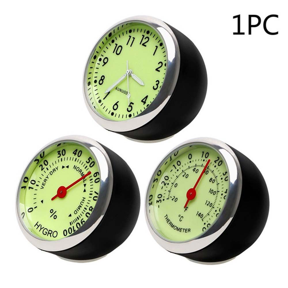 Đồng Hồ Thời Gian/ Đo Nhiệt Độ/ Độ Ẩm Mini Dạ Quang Cho Bảng Điều Khiển Xe Hơi