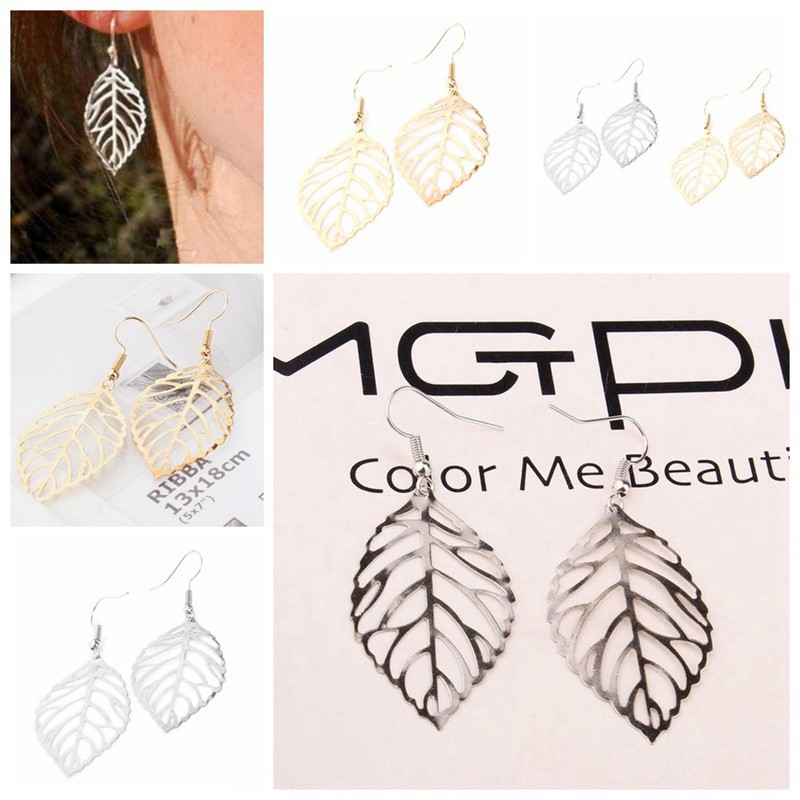 Đôi hoa tai hợp kim hình chiếc lá phong cách boho cho nữ