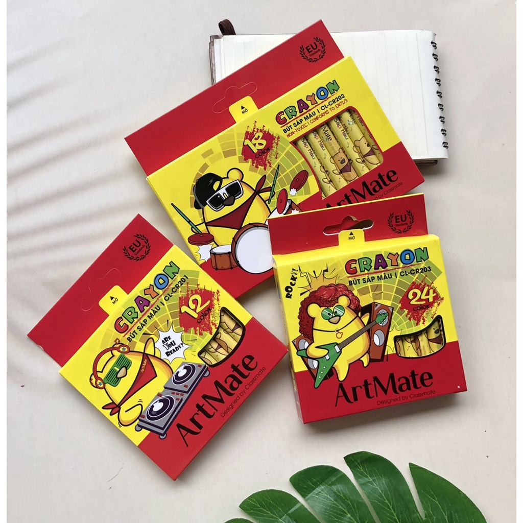 Sáp màu Classmate màu sắc tươi sáng từ 12 đến 24 màu - CL101/CR102/CR103-CR201/CR202/CR203-vpp Diệp Lạc