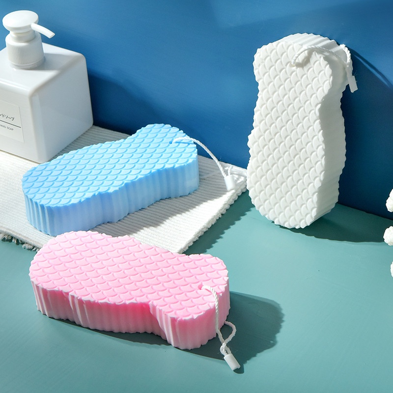 Bông Tắm Cho Bé Bằng Bọt Biển Họa Tiết Vảy Cá 3d Không Gây Đau Da
