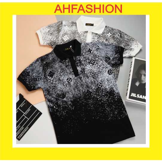 Áo thun nam giá rẻ có cổ tay ngắn kiểu BBR vải đẹp co dãn 2 màu cao cấp AHFASHION
