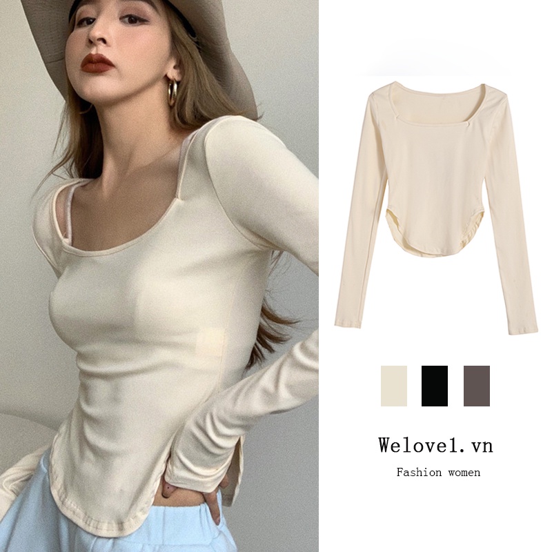 [ Mã 11FASHIONSALE1 giảm 10K đơn 50K ] Áo Kiểu Tay Dài Cổ Vuông Thời Trang Hàn Quốc Dành Cho Nữ | BigBuy360 - bigbuy360.vn