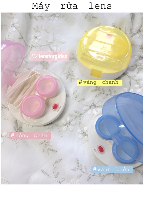 Máy rửa lens 3 màu Pastel xanh biển - hồng phấn - vàng chanh chạy pin