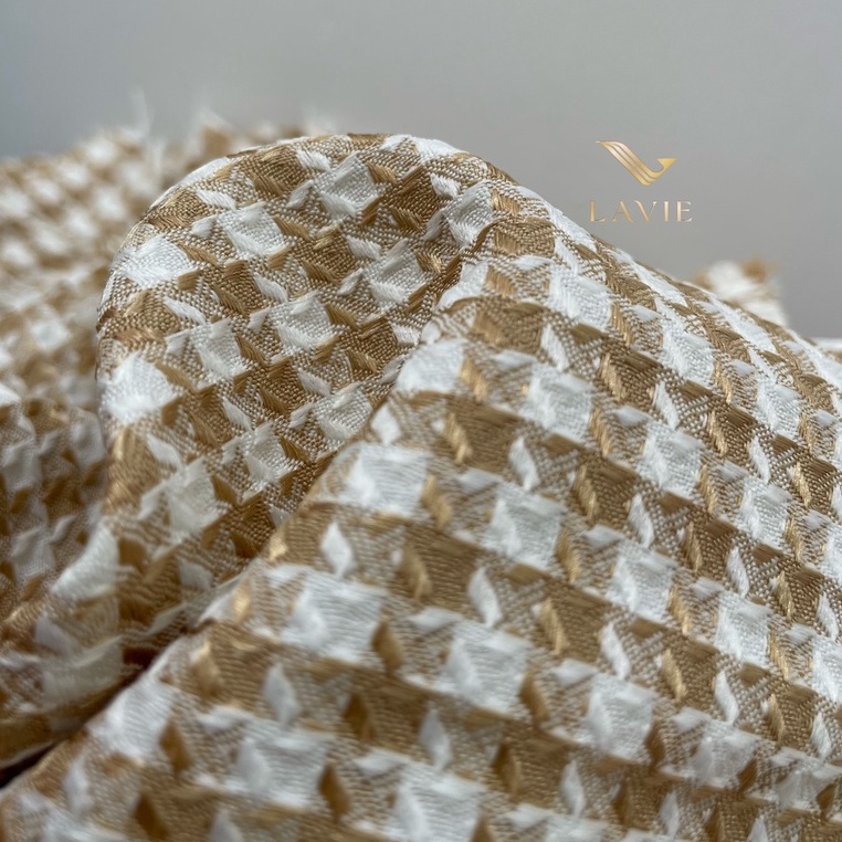 Vải Bố Caro 577 cao cấp nhà Lavie dày dặn,cổ điển, vải may váy đầm, phụ kiện trang trí.