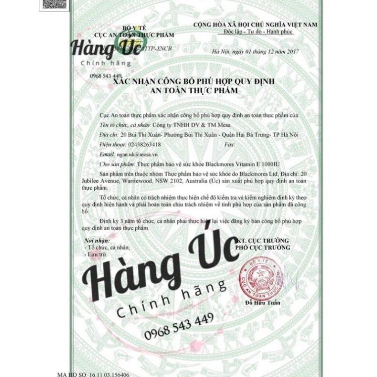 Viên Bổ Sung Vitamin E, Giúp Làm Đẹp Da, Giữ Ẩm, Hỗ Trợ Tim Mạch - Blackmore Natural Vitamin E 1000IU - 30/100 viên