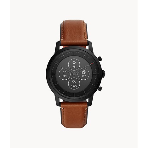 Đồng hồ Nam Fossil HR Heart Rate (Hybrid) thông minh, màn hình E-ink 42mm, dây da 22mm, chống nước (mã FTW7007)