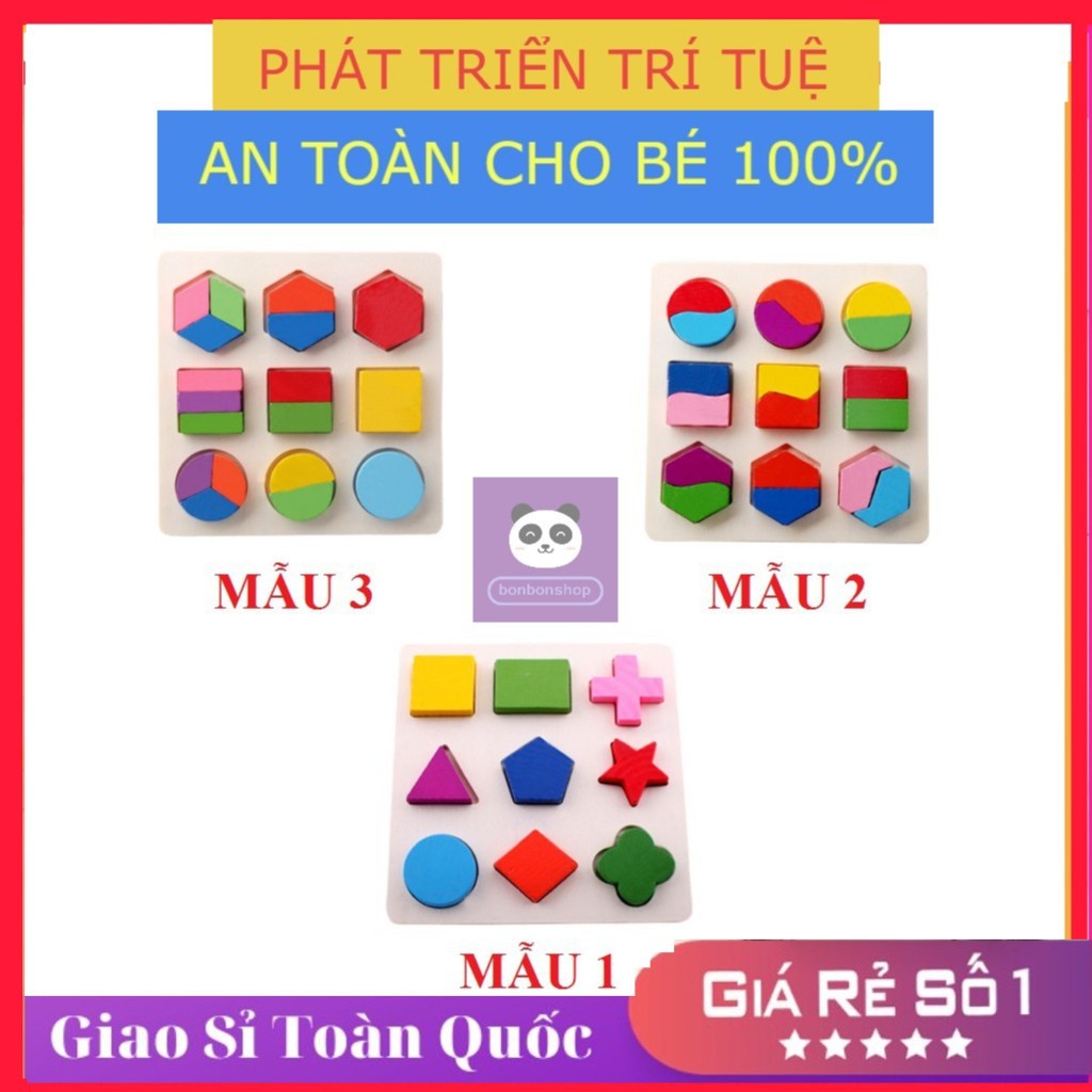 ĐỒ CHƠI gỗ Bộ Ghép Hình Học Thông Minh Cho Bé (Đồ Chơi Trẻ Em)