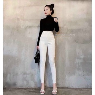Quần kaki đen/ trắng cạp cao hàng đẹp