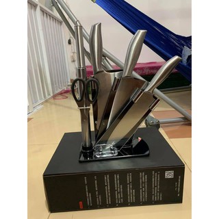 Bộ Dao Bếp Inox 6 Món Kiểu Nhật | Bộ Dao Làm Bếp Có Giá Để Dao Thớt Tiện Dụng