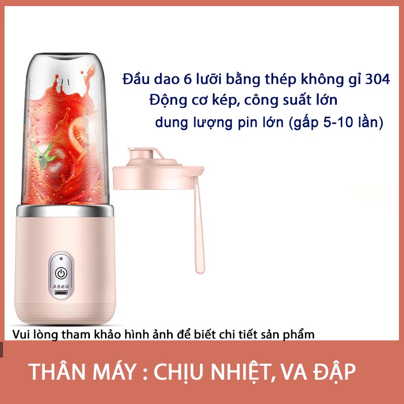💎𝑭𝑹𝑬𝑬𝑺𝑯𝑰𝑷💎Máy Xay Sinh Tố Cầm Tay Đa Năng , Máy Say Sinh Tố Sạc Tích Điện 6 Lưỡi , Dung Lượng Pin 1500Ma