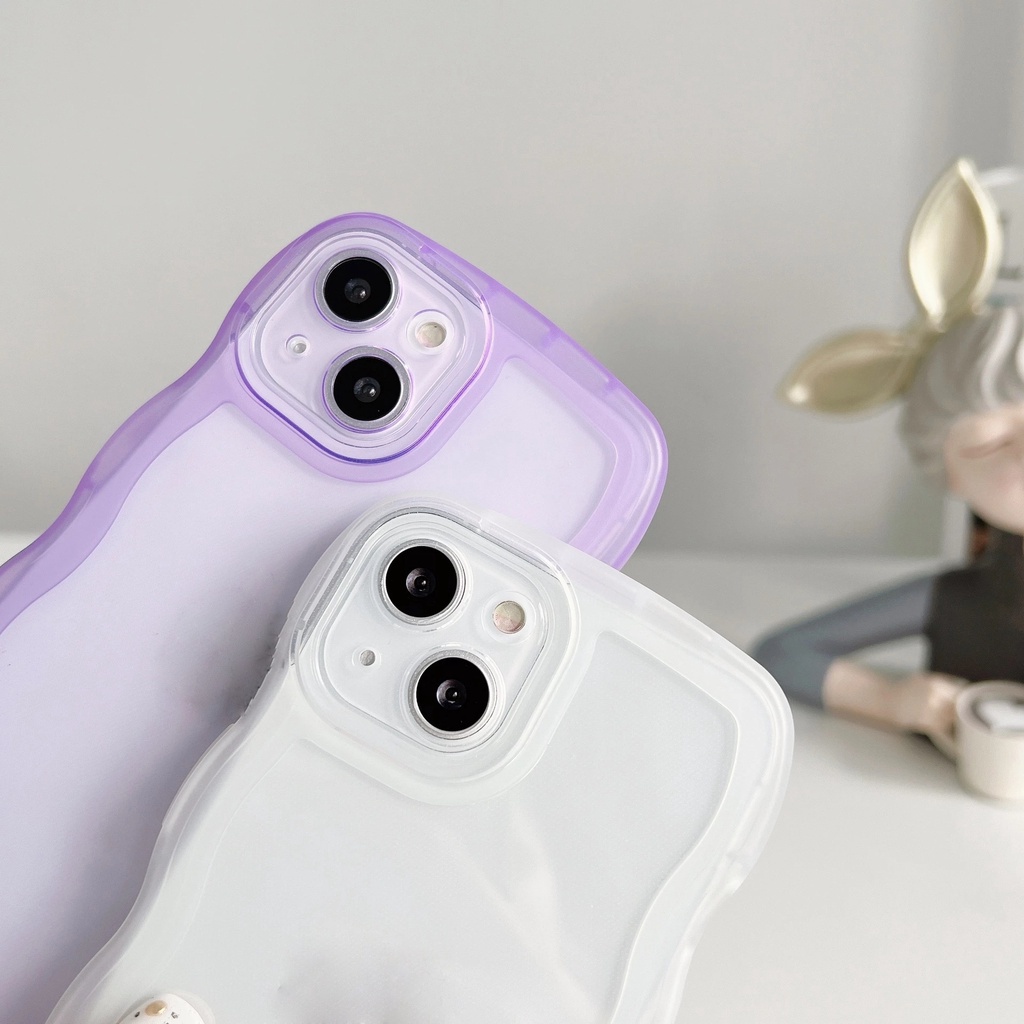 Ốp điện thoại SUNTAIHO trong suốt viền gợn sóng thích hợp cho iPhone 11 Pro Max 13 12 Pro X XS Max XR 8 7 Plus