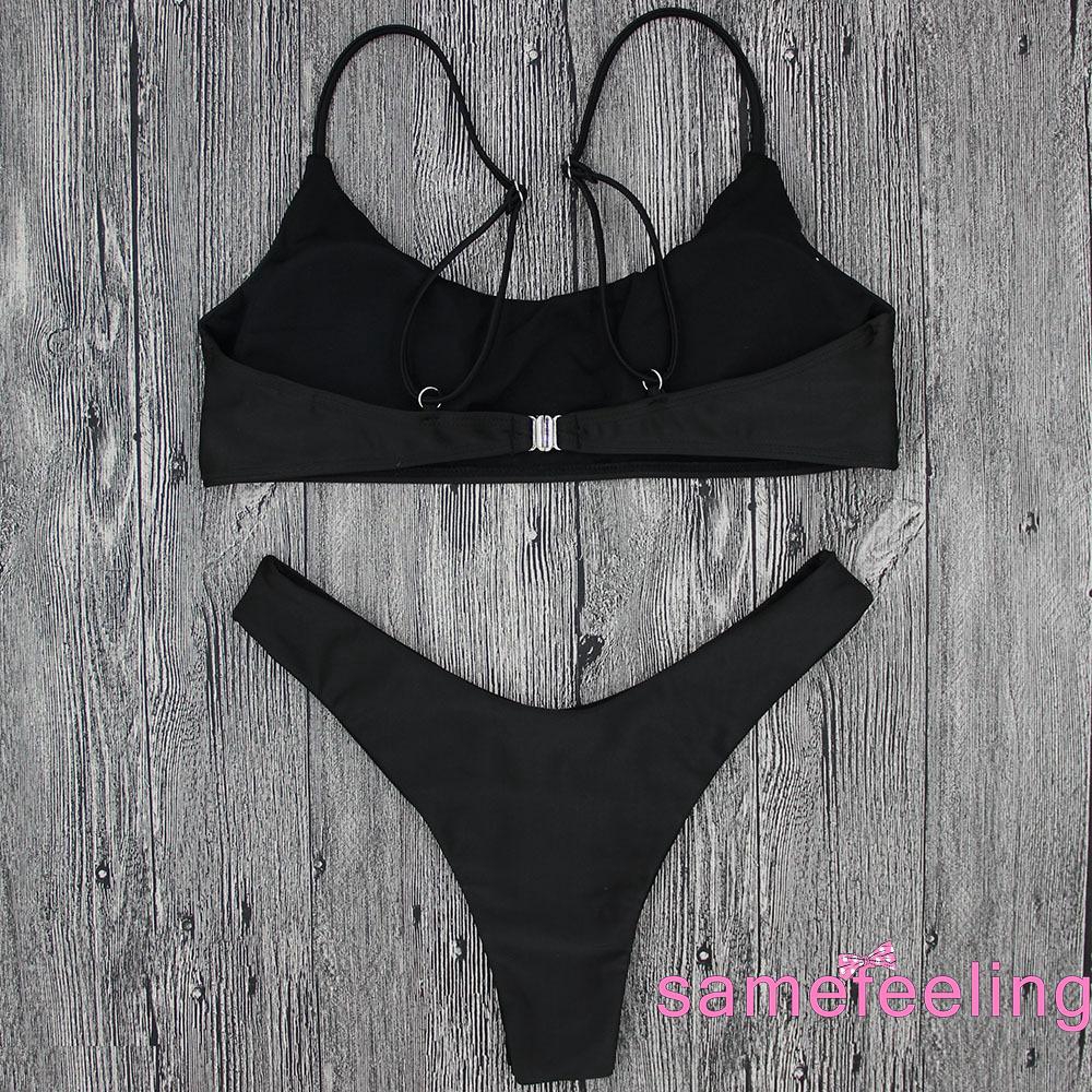Bộ bikini đi biển màu trơn thiết kế quyến rũ thời trang cho nữ | BigBuy360 - bigbuy360.vn