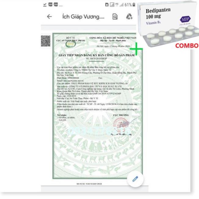 Combo Bedipanten 100mg +  ✅ Viên Uống Ích Giáp Vương Hỗ Trợ Tuyến Giáp