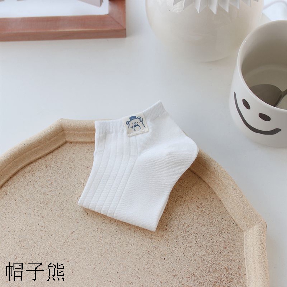 Vớ cotton mỏng thoáng khí in họa tiết gấu hoạt hình đáng yêu