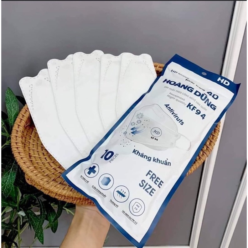 THÙNG 300 CHIẾC KHẨU TRANG KHÁNG KHUẨN 4D KF94 HOÀNG DŨNG MASK HÀNG SẢN XUẤT TẠI VIỆT NAM