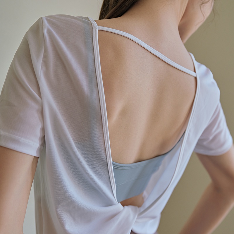 Áo thun thể thao tay ngắn vải mỏng thích hợp tập yoga cho nữ